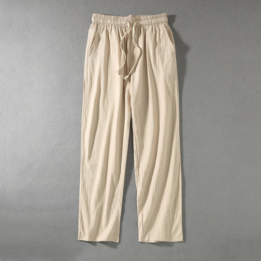 Herren Leinenhose mit elastischem Bund und Tunnelzug geradem Bein Shop Nory