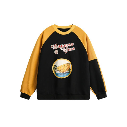 Unisex Oversize-Sweatshirt mit Raglanärmeln, Kontrasteinsätzen und Grafikprint Shop Nory