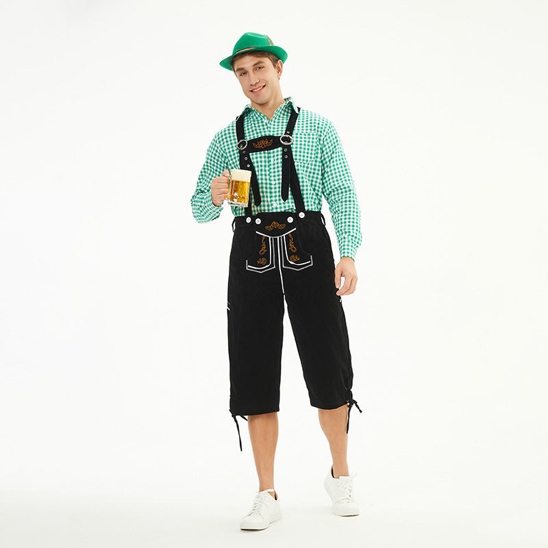 Herren nan knielange Trachten-Latzhose mit verstellbaren Trägern und dekorativer Stickerei Shop Nory