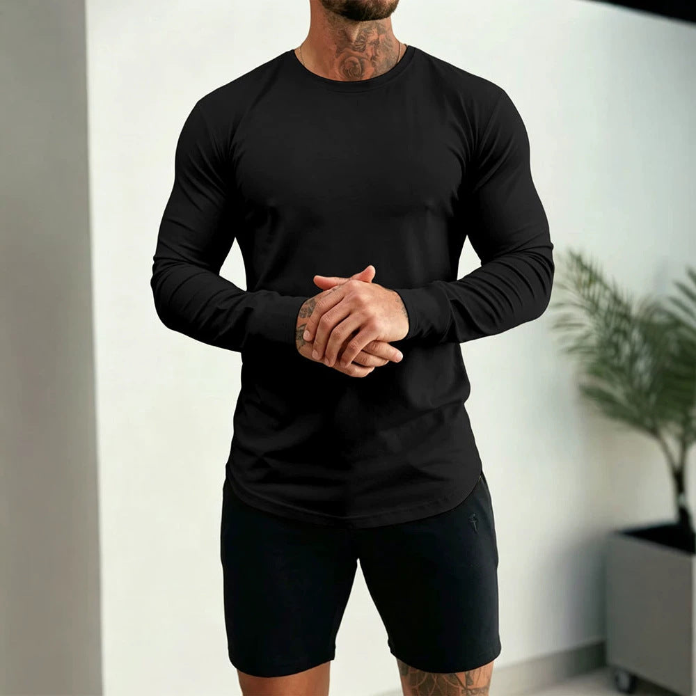 Herren Enganliegendes Langarm-Shirt aus Baumwollstretch mit Rundhals Shop Nory
