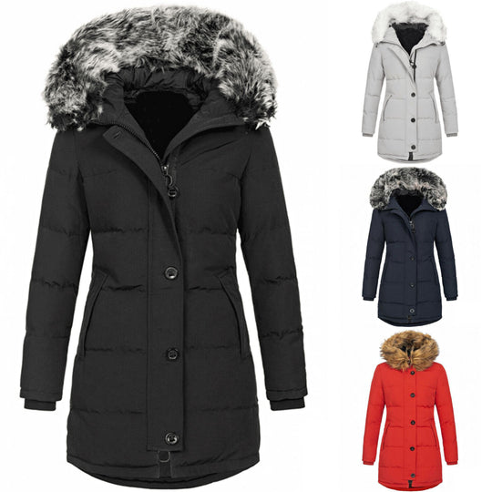 Damen Thermo-Parka mit taillierter Silhouette, Knopfleiste & abnehmbarer Kunstfellkapuze Shop Nory