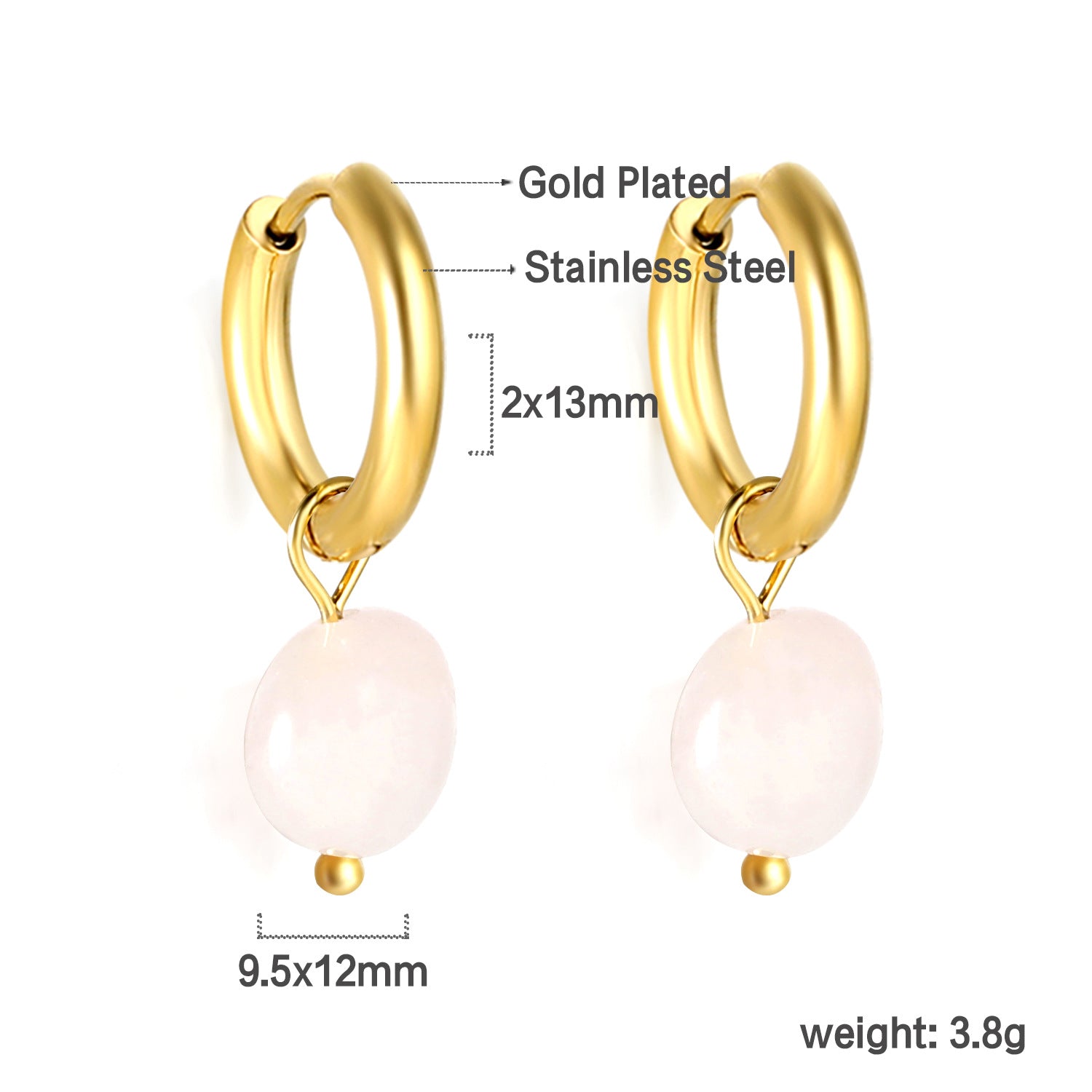 Damen Ohrstecker mit herzförmigem Anhänger aus goldplattiertem Edelstahl Shop Nory