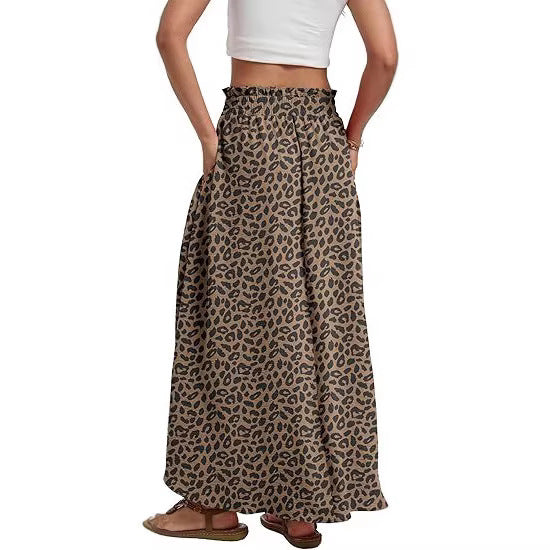 Damen Maxi-Rock mit Paperbag-Taillengürtel, Bindegürtel und Seitentaschen Shop Nory