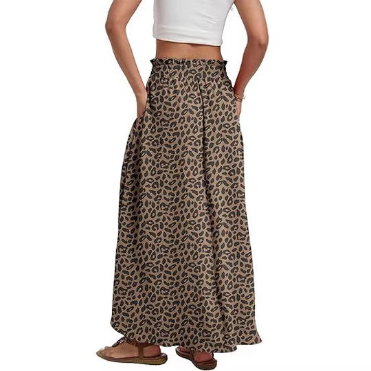 Damen Maxi-Rock mit Paperbag-Taillengürtel, Bindegürtel und Seitentaschen Shop Nory