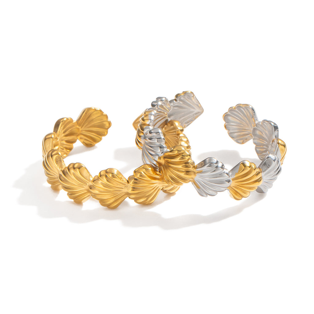 Damen Statement-Ring aus hypoallergenem Edelstahl mit elegantem Blätterdesign Shop Nory