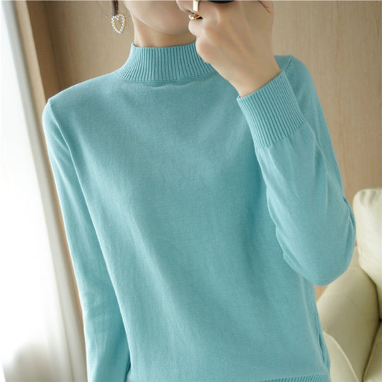 Damen Leichter Kurzgeschnittener Stehkragenpullover aus Feinstrick mit verlängerten Rippbündchen Shop Nory
