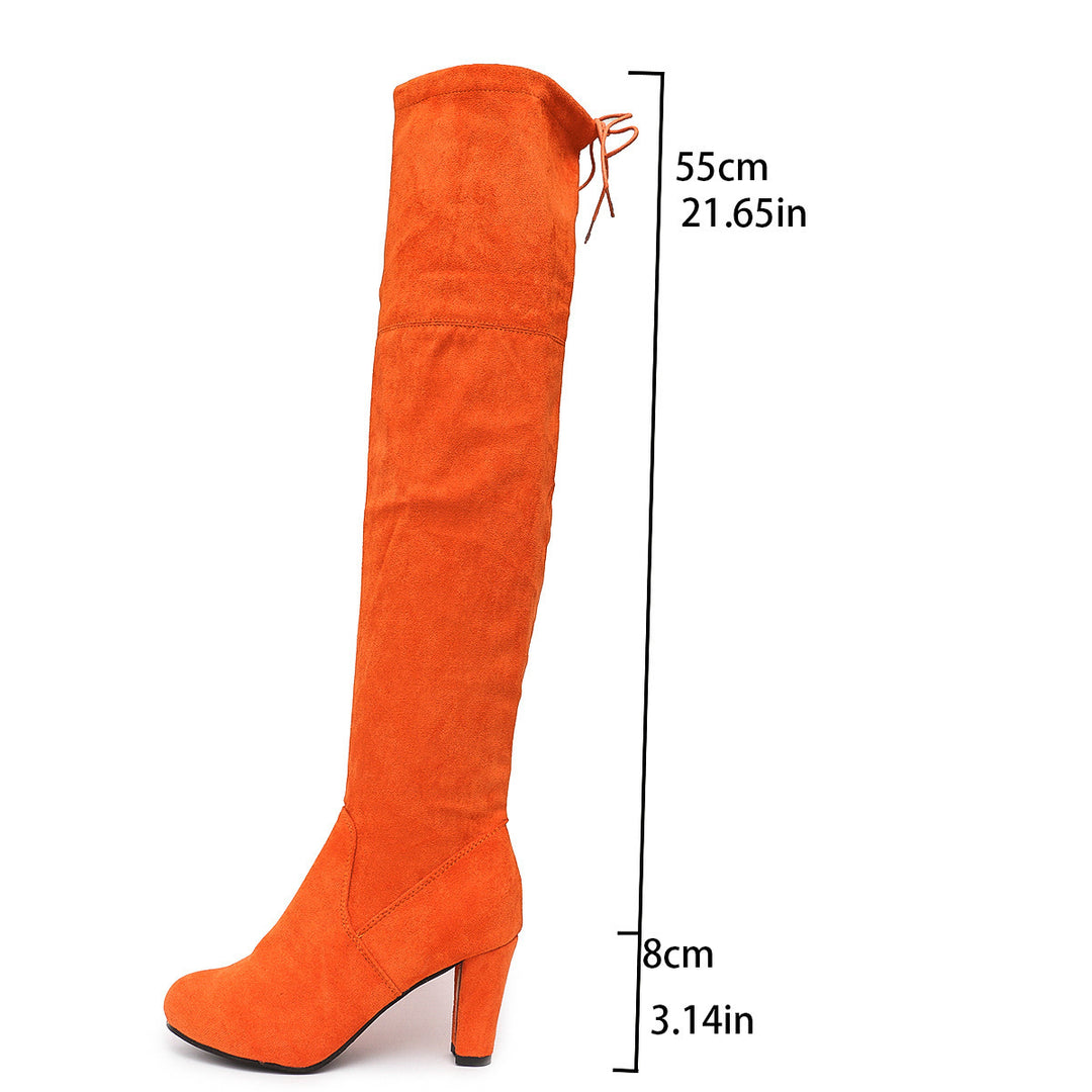 Damen Overknee-Slouch-Stiefel mit 8cm Blockabsatz und verstellbarem Kordelabschluss Shop Nory