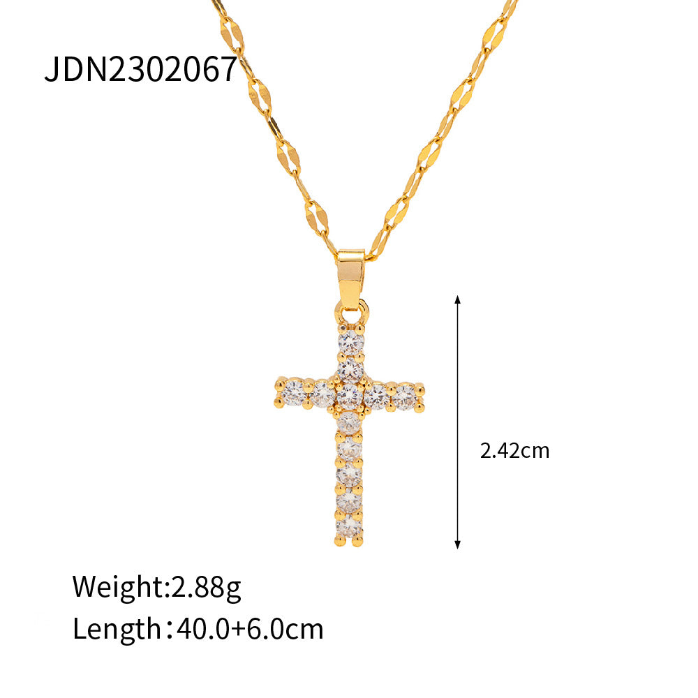 Damen Halskette mit filigranem Kreuzanhänger aus hypoallergenem Edelstahl Shop Nory
