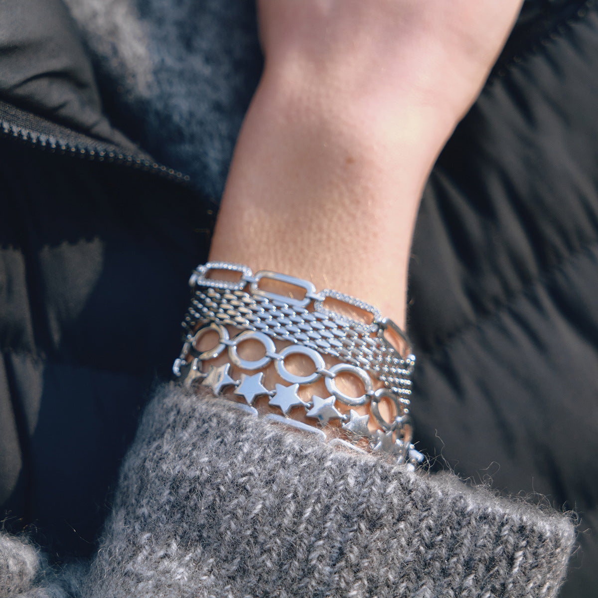 Damen Edelstahlarmband mit wasserfestem und hypoallergenem Netzdesign Shop Nory