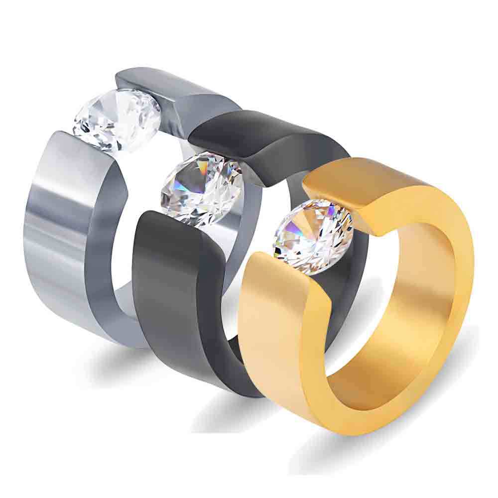 Damen Ring mit elegantem, minimalistischen Design und strahlendem Kristalleinsatz Shop Nory