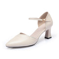 Damen schicke Pumps mit elegantem Riemen und komfortablem Blockabsatz