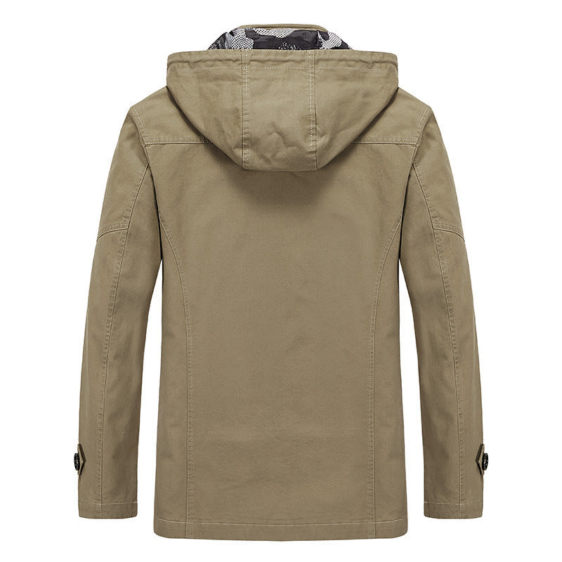 Herren leichter Canvas-Fieldparka mit camouflage-Innenfutter, verdecktem Reißverschluss und Mehrzwecktaschen Shop Nory