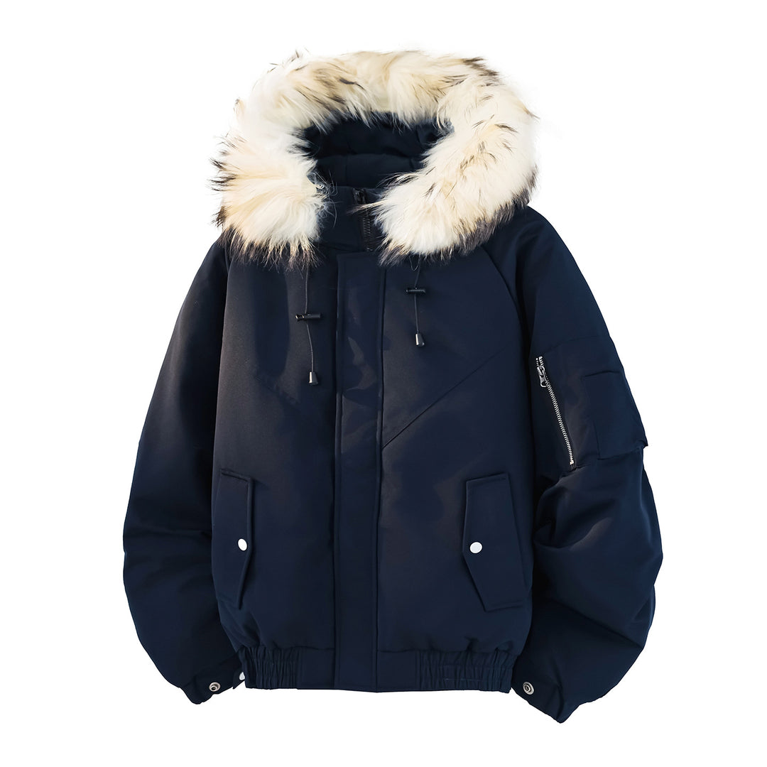 Herren Modische Winterjacke mit abnehmbarem Kunstfellkragen Shop Nory