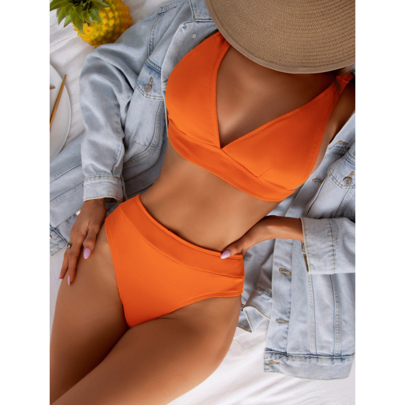 Damen Hoch geschnittener Bikini mit atmungsaktivem Oberteil und elastischem Bund Shopnory