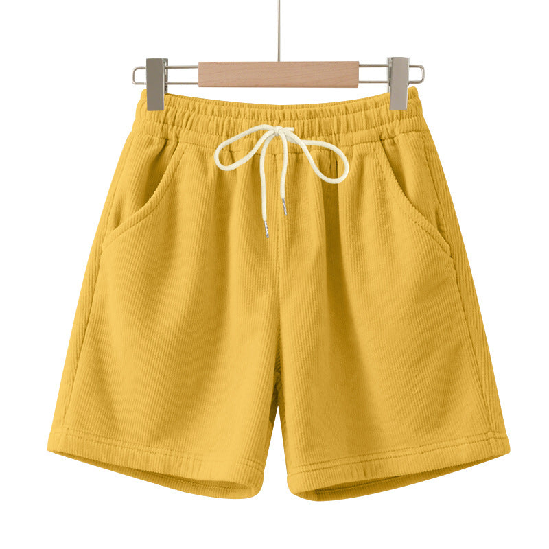 Herren nan gerippte Jersey-Shorts mit elastischem Bund, dekorativem Kordelzug und seitlichen Eingrifftaschen