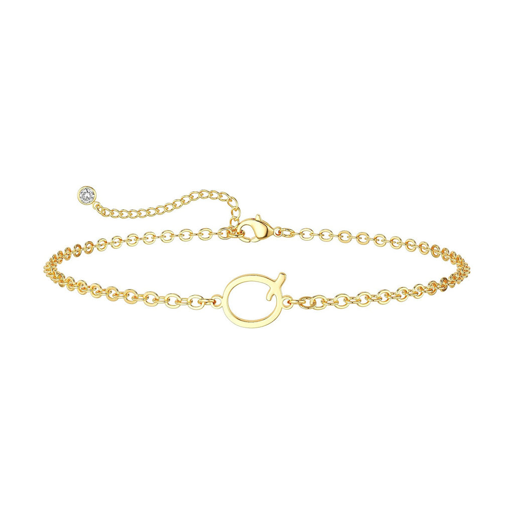 Damen Fußkettchen mit personalisiertem Anfangsbuchstaben und funkelndem Zirkonia-Detail Shop Nory