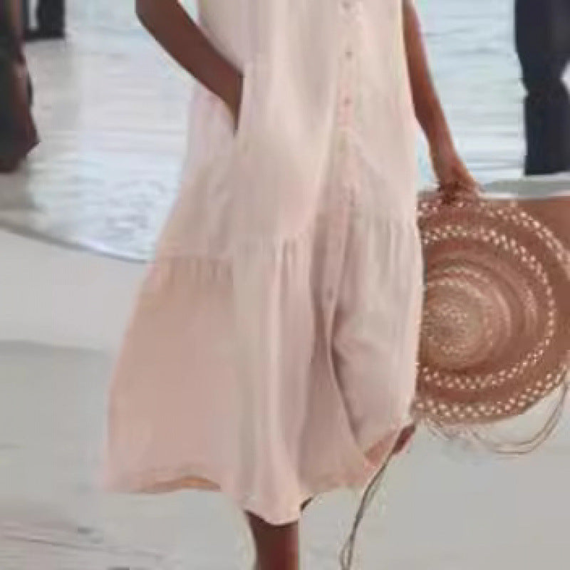 Damen Sommerliches Leinenkleid