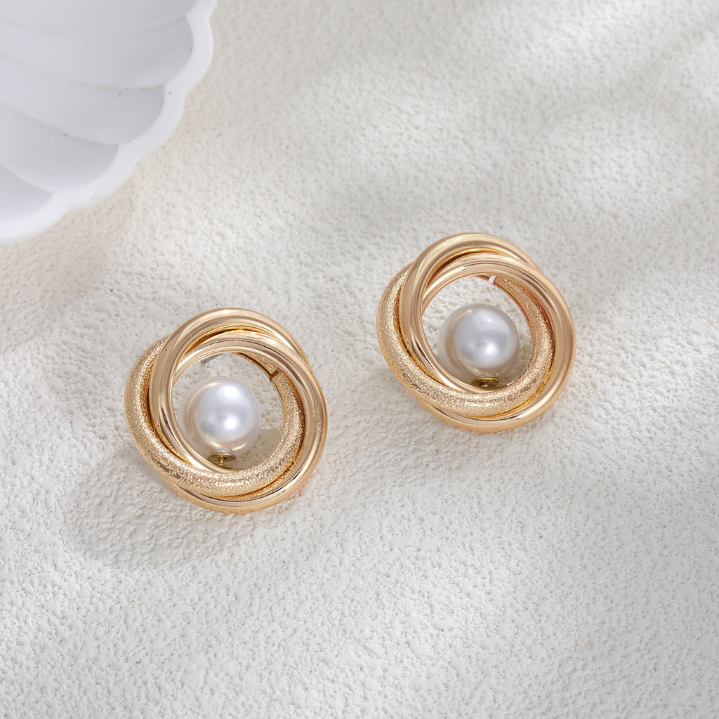 Damen Perlenohrringe mit elegantem Goldrahmen Shop Nory