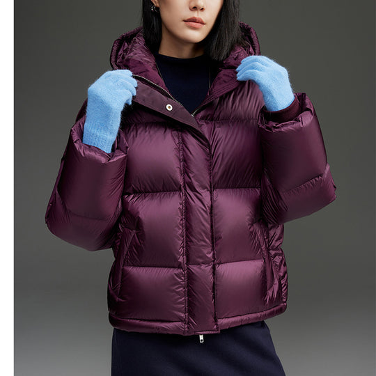 Damen Kurze boxy gesteppte Daunenjacke mit Kapuze Shop Nory
