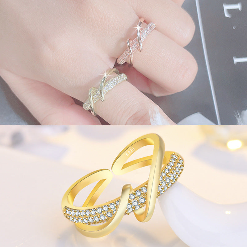Damen Funkelnder Zirkonia Ring mit elegantem, geschwungenem Design Shop Nory