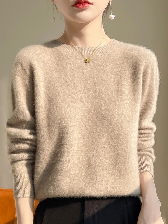 Damen Luxuriöser Kuschelstrick-Pullover mit Rundhals und Mohair-Optik Shop Nory