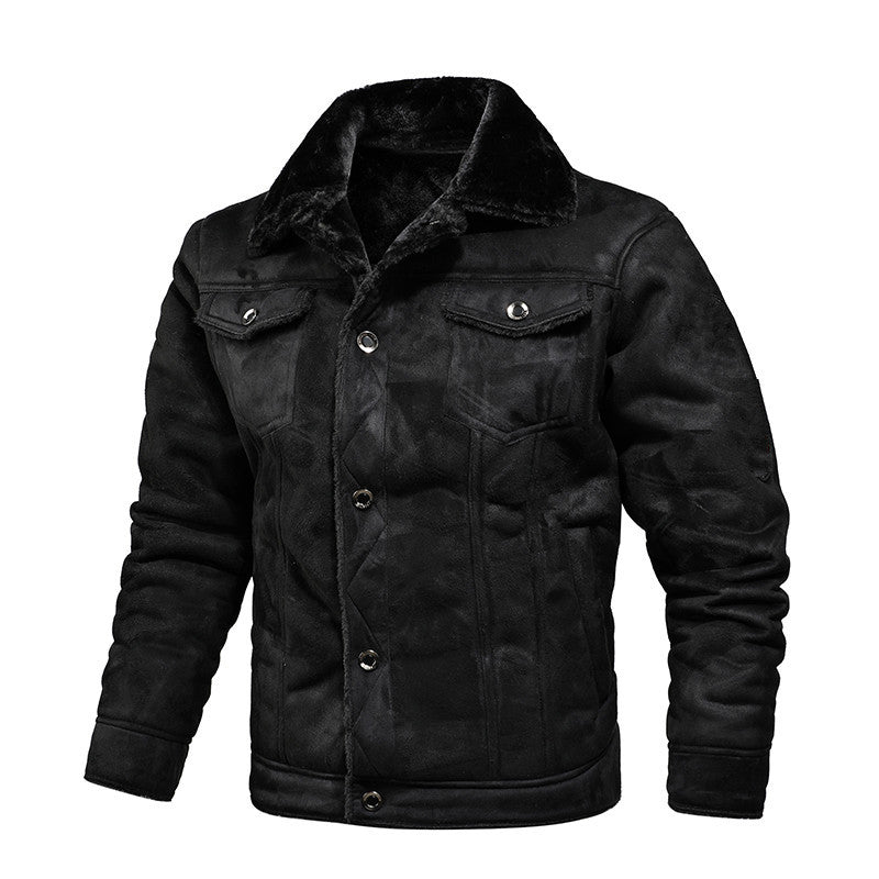 Herren gefütterte Wildlederimitat-Jacke mit Teddyfutter und Hemdkragen Shop Nory