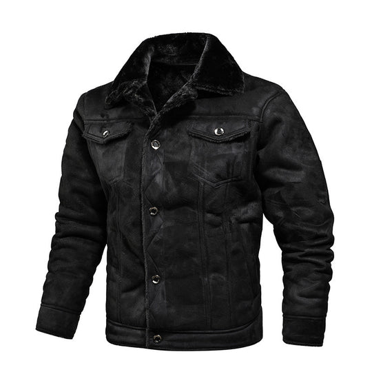 Herren gefütterte Wildlederimitat-Jacke mit Teddyfutter und Hemdkragen Shop Nory