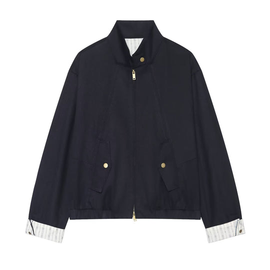 Damen Cropped Boxy-Fieldjacke mit Stehkragen, aufgesetzten Taschen und goldenen Details Shop Nory