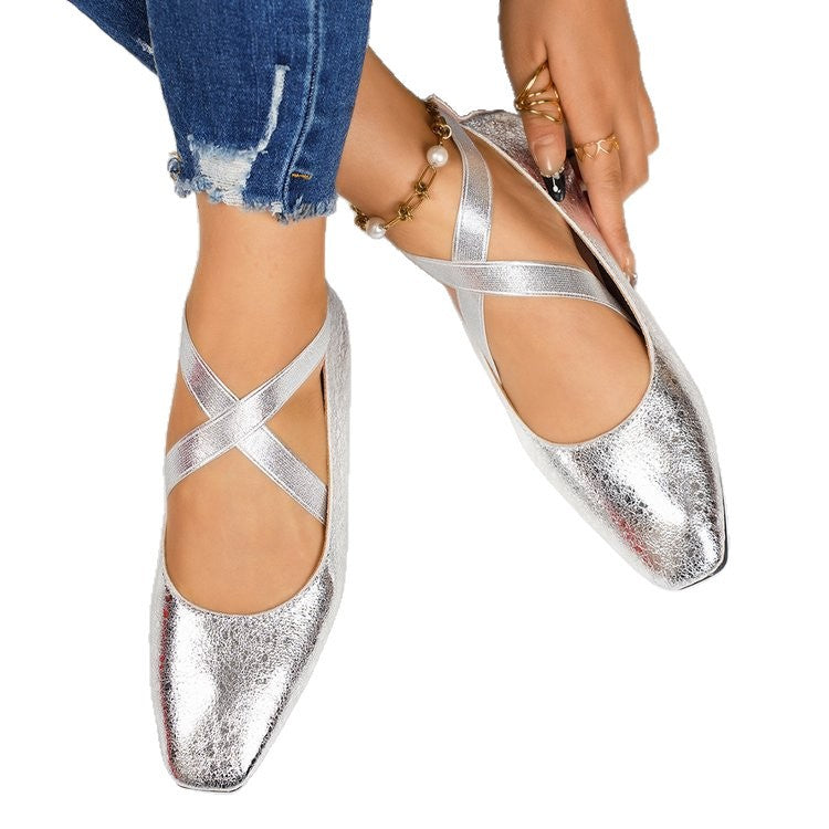 Damen Elegante und bequeme Ballerinas mit überkreuzten Riemen