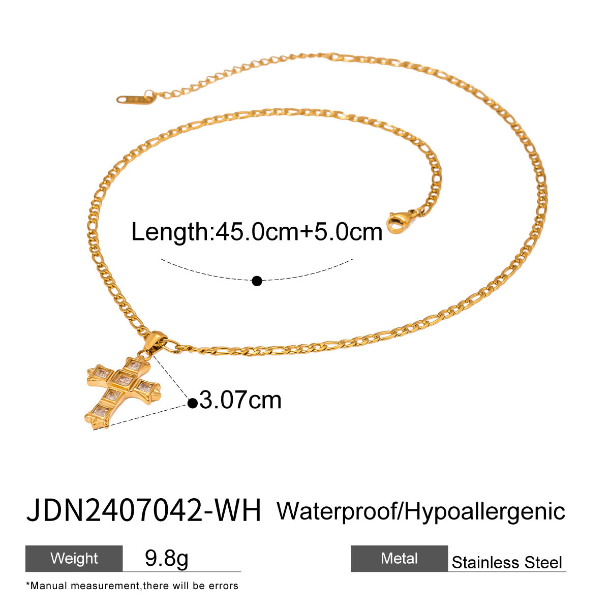 Damen Halskette mit filigranem Kreuzanhänger aus hypoallergenem Edelstahl Shop Nory