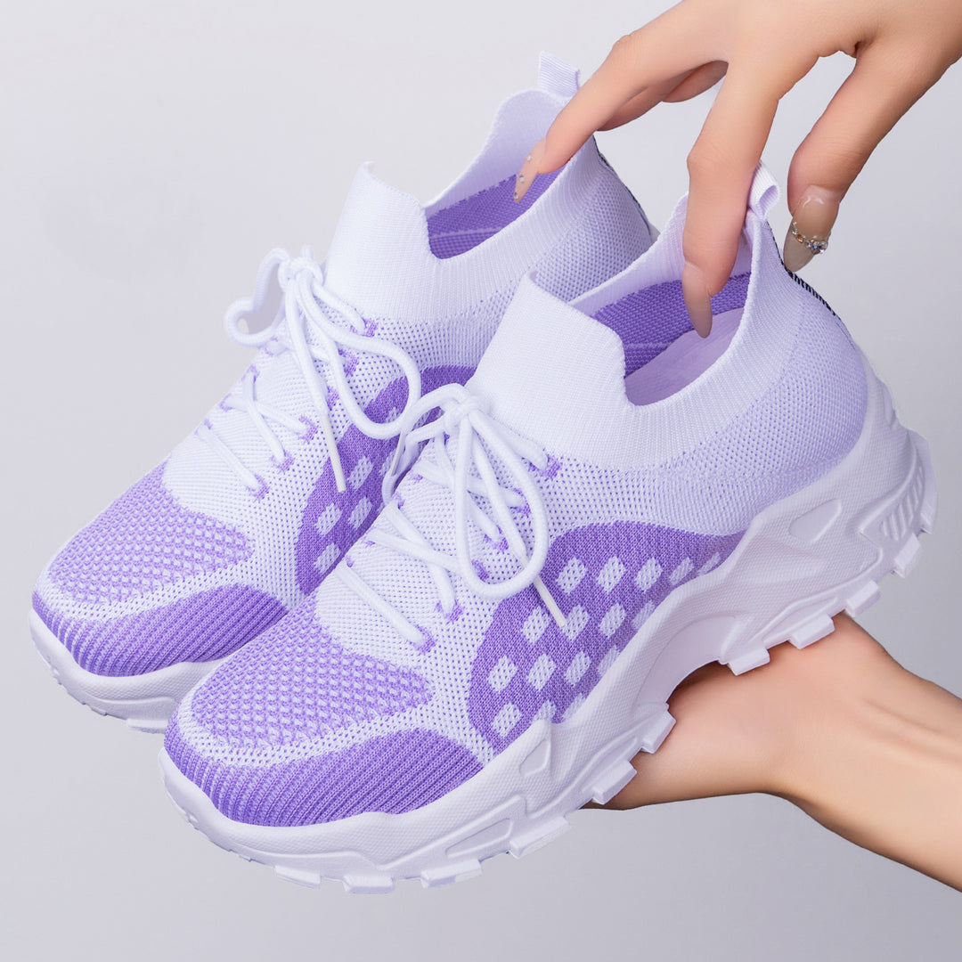 Damen nan leichter Strick-Chunky-Sneaker mit sockenähnlichem Schaft, gepolsterter Fersenstütze und griffiger Trail-Laufsohle Shop Nory