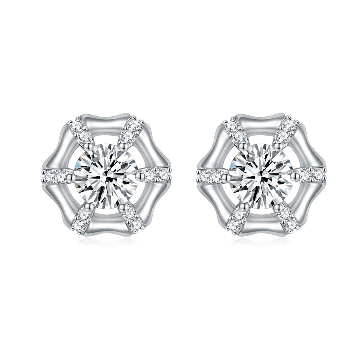 Damen Ohrringe mit einzigartigem floralem Design und funkelndem Zirkonia-Besatz Shop Nory