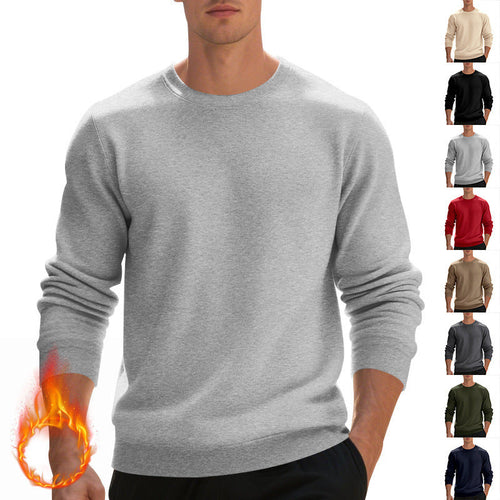 Herren lässiger Rundhals-Sweatshirt aus hochwertigem Baumwollmix mit strukturiertem Material