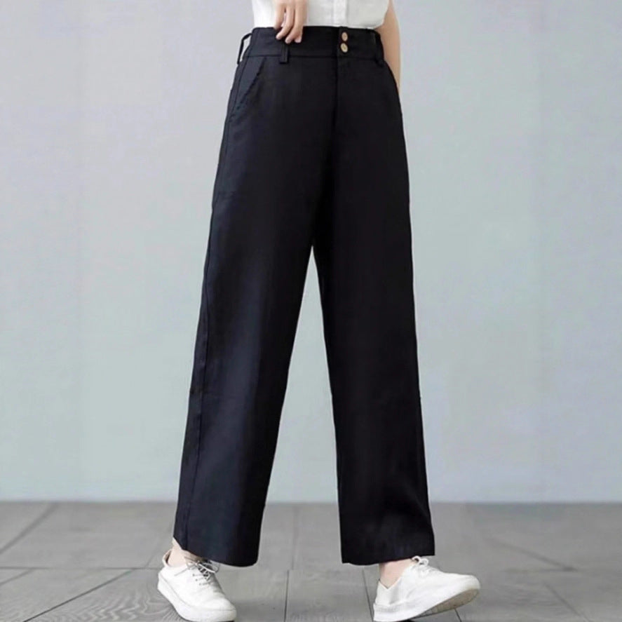 Damen Weite Leinenhose mit elastischem Bund und praktischen Seitentaschen