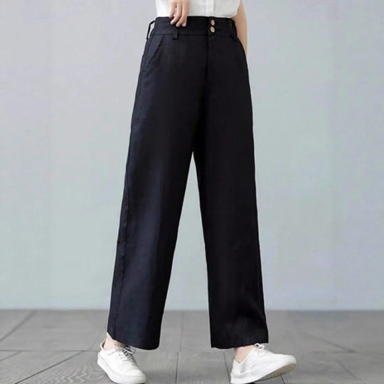 Damen Weite Leinenhose mit elastischem Bund und praktischen Seitentaschen