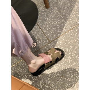 Damen bequeme Kunstleder-Sandalen mit verstellbaren Riemen