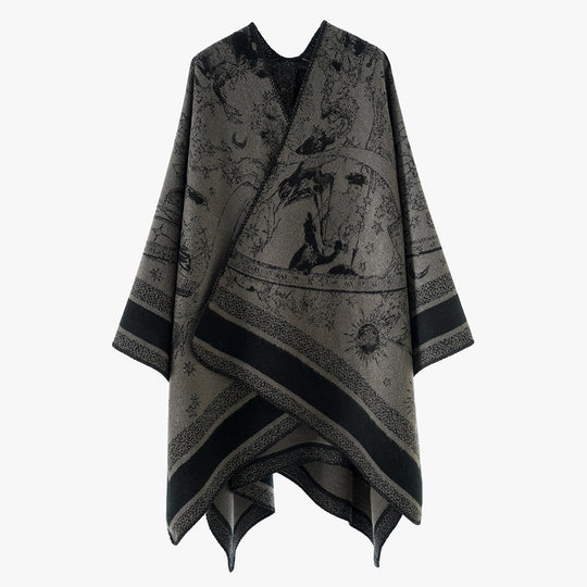 Damen Jacquard-Capeponcho mit doppelseitiger Webstruktur und V‑Ausschnitt Shop Nory
