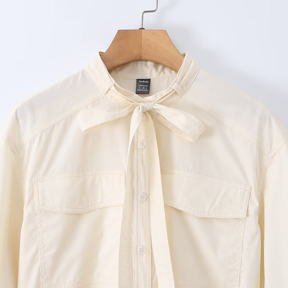 Damen Overall mit Schleifenkragen, Taillengürtel und weitem Bein Shop Nory