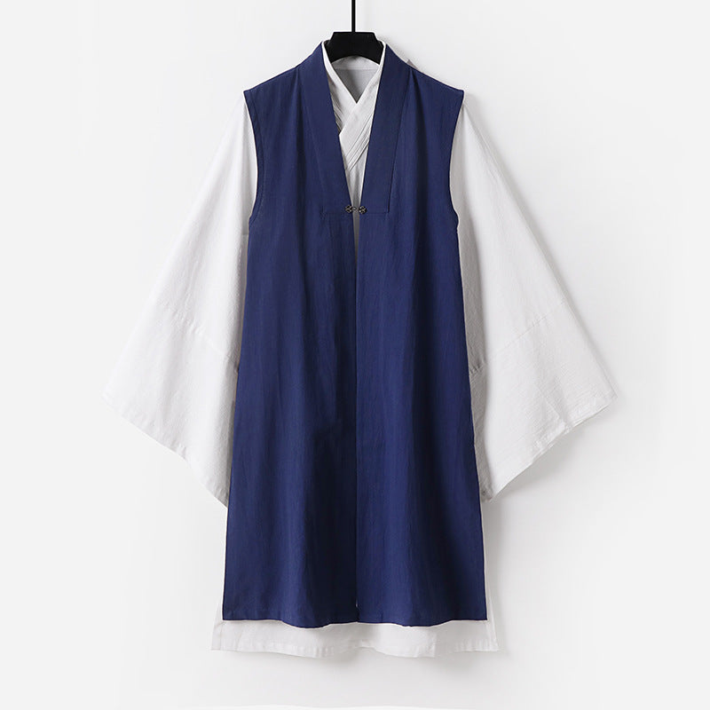 Herren Ärmellose Hanfu-Weste mit offenem Frontschnitt und dekorativem Knebelverschluss Shop Nory
