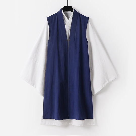 Herren Ärmellose Hanfu-Weste mit offenem Frontschnitt und dekorativem Knebelverschluss Shop Nory