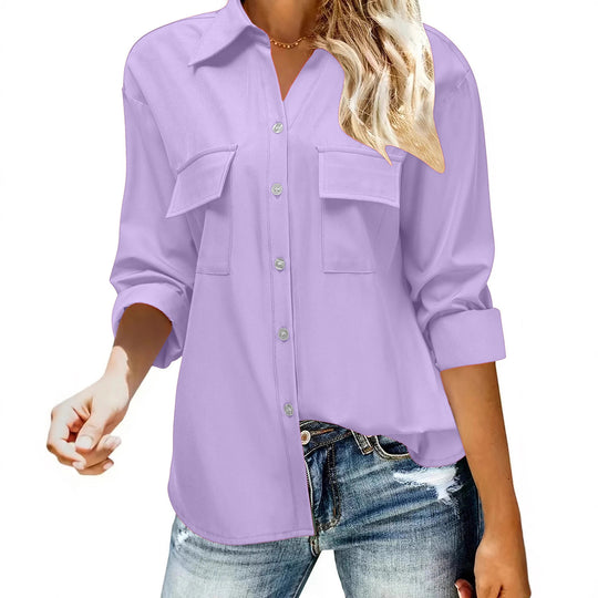Damen Oversize-Hemdbluse mit Pattentaschen, durchgehender Knopfleiste und umgeschlagenen Ärmeln Shop Nory