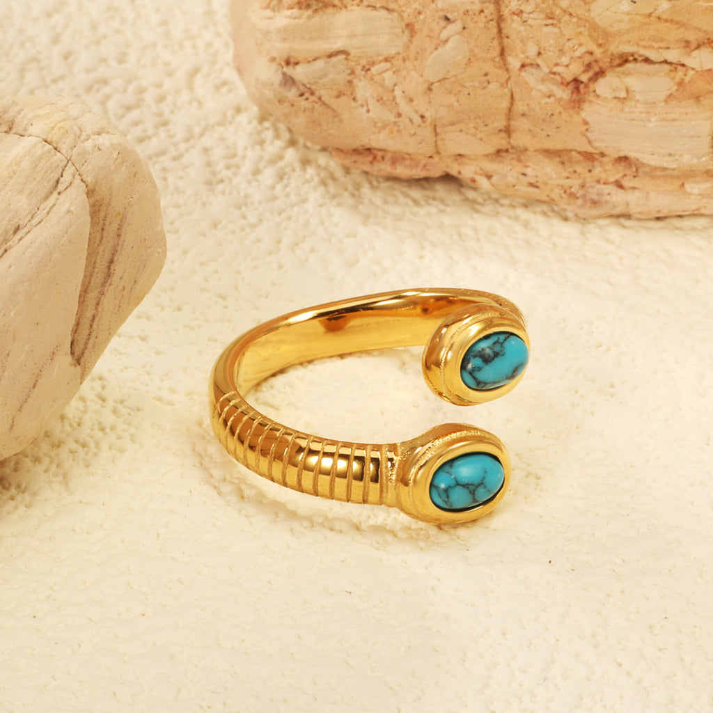 Damen Verstellbarer Ring mit einem eleganten türkisen Steindetail Shop Nory