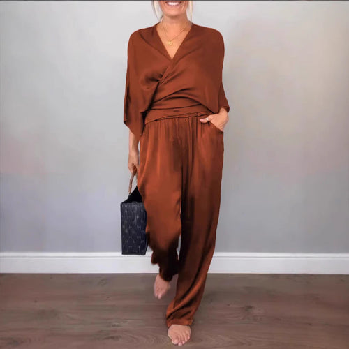 Damen elegantes und bequemes Satin-Hosenanzug