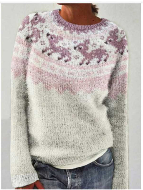 Damen nan Norwegerpullover aus Wollmix mit Rundhalsausschnitt und traditionellem Fair-Isle-Yoke Shop Nory