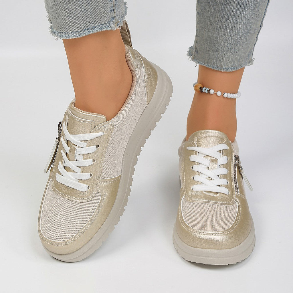 Damen Sneakers mit modischem Reißverschluss und bequemer Sohle