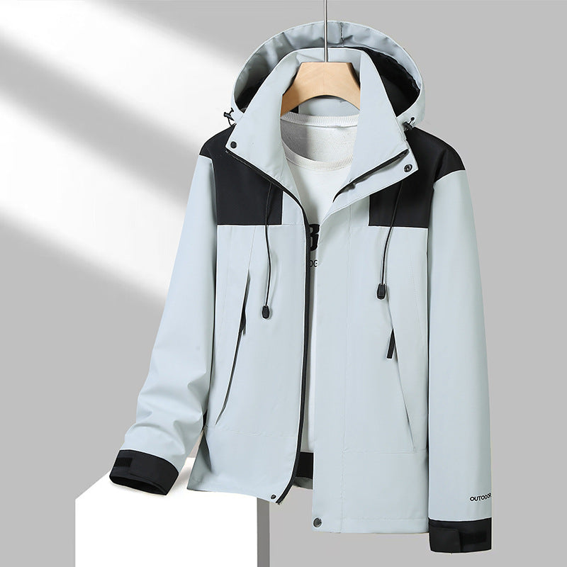 Herren Leichte Softshelljacke mit Kontrast-Schulter, verstellbarer Kapuze und wasserabweisender Membran Shop Nory