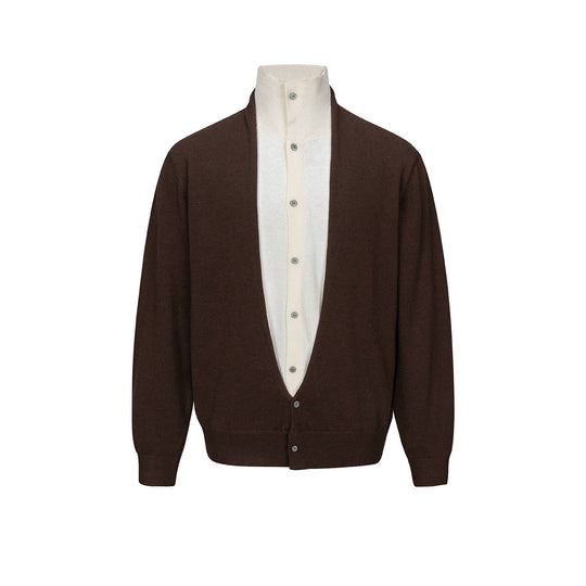 Herren Feinstrick-Layering-Cardigan mit tiefem V-Ausschnitt und integriertem Polokragen Shop Nory