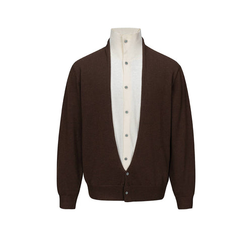 Herren Feinstrick-Layering-Cardigan mit tiefem V-Ausschnitt und integriertem Polokragen Shop Nory