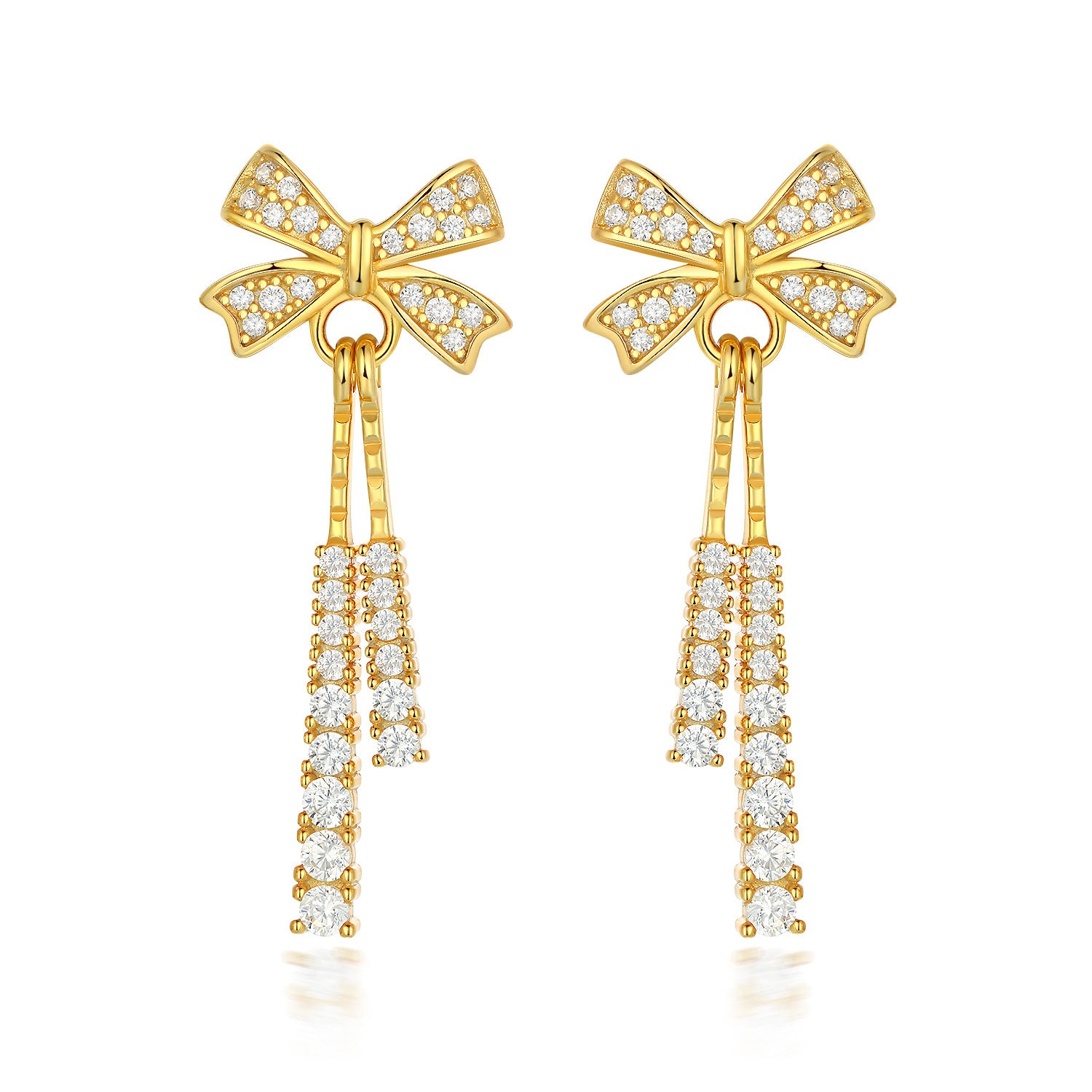 Damen Ohrringe mit modernem Quadratdesign und funkelndem Zirkonia-Besatz Shop Nory