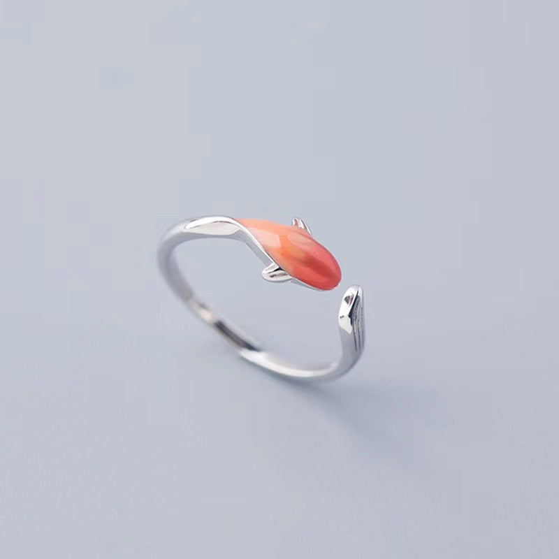 Damenring mit kunstvollem Fisch-Design und funkelndem Stein Shop Nory